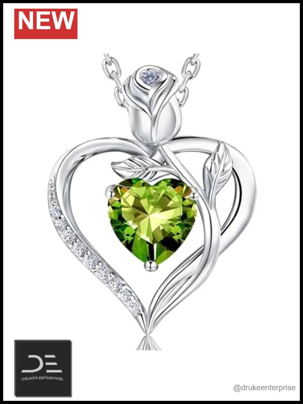 Sterling Silver S925 Heart Pendant Necklace Women I Love You 18k White Gold